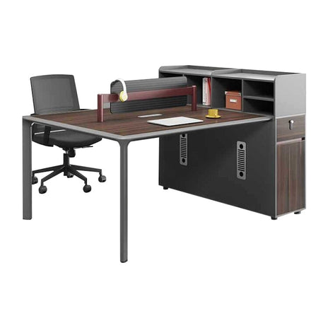 オフィスデスク　サイドキャビネット　デスクトップラック　デスクトップパネル　メラミン化粧板　PC用通気口　アルミ合金脚　ダイヤル錠　ウォルナット　カスタマイズ可能　metamall