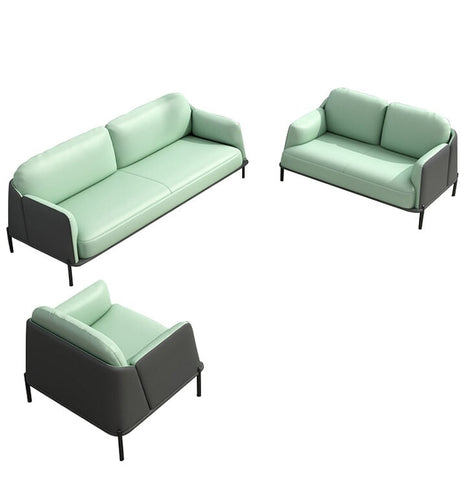 受付ソファー　オフィスソファ　コンパクト　PVCレザー生地　長持ちしやすい　お手入れ簡単　シリコンフィルクッション　高密度ウレタンフォーム　グリーン　カスタマイズ可能　JDSF-M005