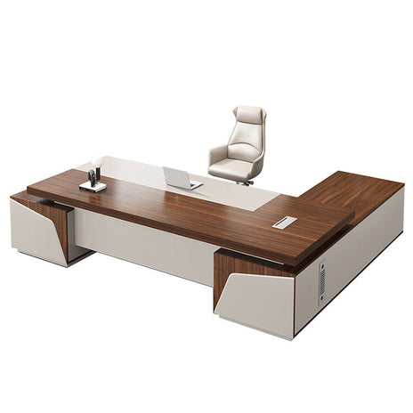 エグゼクティブデスク　役員テーブル　オフィスデスク　サイドキャビネット　配線ボックス　通気孔　ゆとり　木目調　安全無臭　ウォールナット　metamall