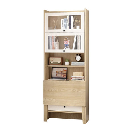 デスク　ユニットデスク　おしゃれ　折りたたみ式　コンパクト　省スペース　強化ガラス張り　上開き扉　扉付き収納　収納ラック　配線孔　ホワイト　SNZ-M029