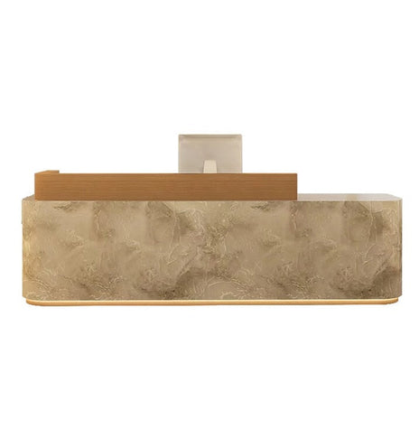 受付カウンター　レジカウンター　フロント　収納スペース　LED　マーブル調　高級感　おしゃれ　上品　ホワイト　カスタマイズ可能　metamall