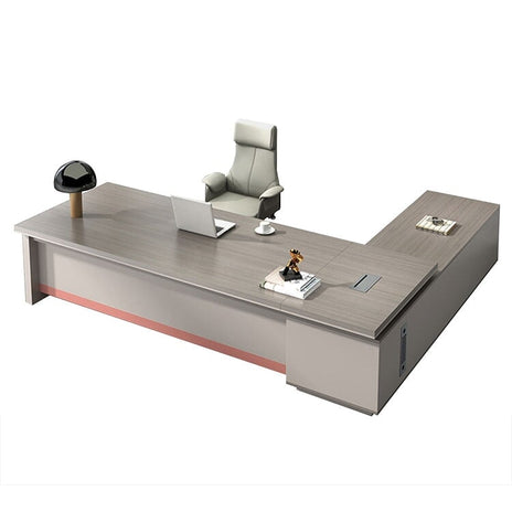 プレジデントデスク　サイド収納　エグゼクティブデスク　シンプルモダン　サイドキャビネット　卓上コンセント　メラミン化粧板　ダイヤル錠　配線ボックス　グレー　カスタマイズ可能　LBZ-M027