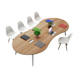 ミーティングテーブル　大型会議テーブル　オフィスデスク　丸い天板　スチール脚　ナチュラル　シンプル　カスタマイズ可能　HYZ-T004