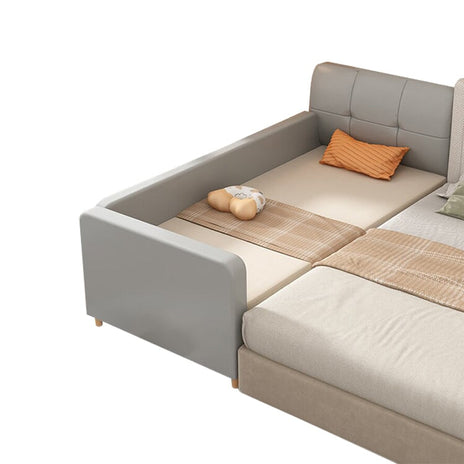 延長ベッド　プラスベッド　継ぎ足し　ベッド下収納　天然木　ポリエステル生地　ウレタンフォーム　快適　子供用　おしゃれ　グレー　カスタマイズ可能　metamall