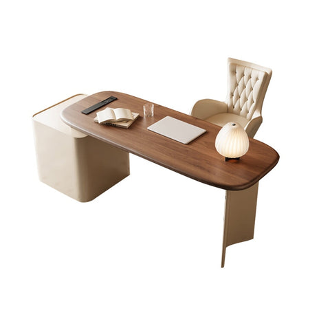 執務デスク　オフィステーブル　社長机　オフィスデスク　サイドキャビネット　引き出し　コンセント　ゆとり　書斎用　モダン　ブラウン　LBZ-M051　metamall