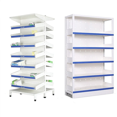 薬局用薬品棚　医療用キャビネット　医薬品棚　薬局　PUレザー　スチール製　冷間成形鋼　シリンダー錠付き　可動棚板　ホワイト　カスタマイズ可能　metamall