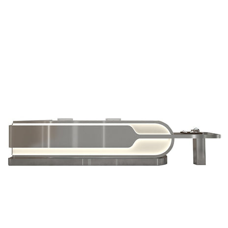 高級カウンター　ハイカウンター　フロントデスク　PC収納　キーボードトレイ付き　扉付き収納　おしゃれ　シルバー　カスタマイズ可能　JDT-M-128　metamall