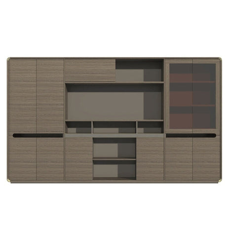 分類収納　ワニス塗装　木目調　オフィスキャビネット　ファイリングキャビネット　木製書庫　書類整理棚　シック　優しい　ブラウン　カスタマイズ可能　CWG-M008