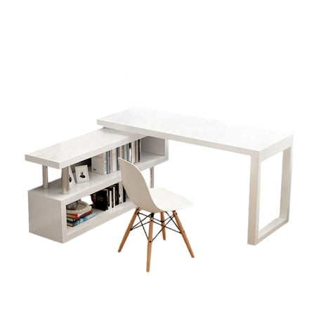 オフィスデスク　ワークデスク　事務机　L字型　広いスペース　焼付塗装　サイドキャビネット　大容量　シンプル　ホワイト　BGZ-M-142　metamall