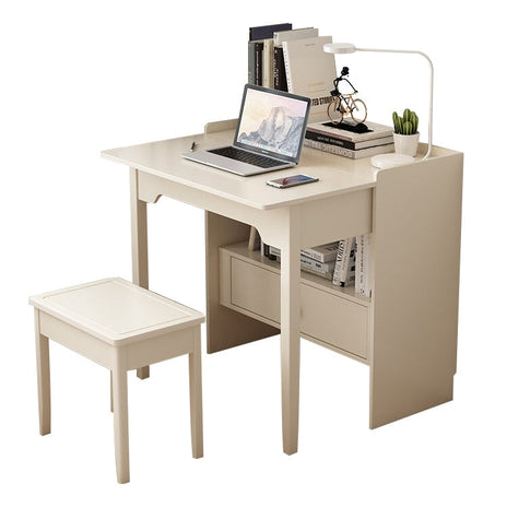 デスク　折り畳み式　バタフライ式デスク　コンパクト　省スペース　収納スペース　引き出し　巾木避けデザイン　天然木フレーム　ねじれにくい　ホワイト　metamall