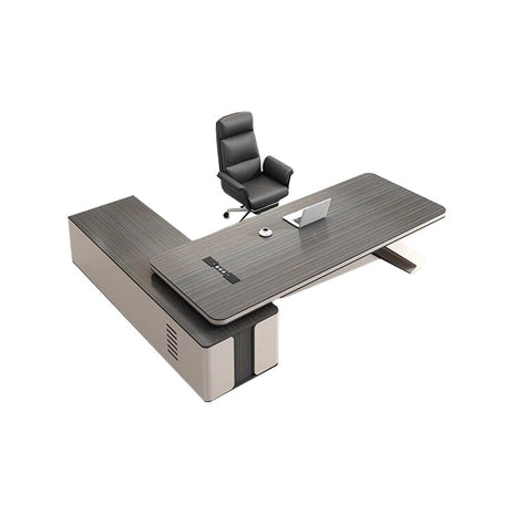 役員室　用　デスク　エグゼクティブデスク　役員テーブル　オフィスデスク　引き出し　配線ボックス　コンセント　ゆとり　シンプル　モダン　おしゃれ　グレー　カスタマイズ可能　LBZ-M067