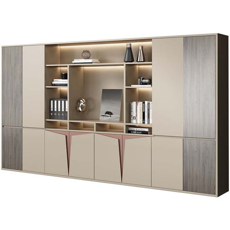 オフィスキャビネット　整理棚　キャビネット　台輪付き　分類収納　メラミン化粧板　インテリア性　高級感　おしゃれ　CWG-M-094