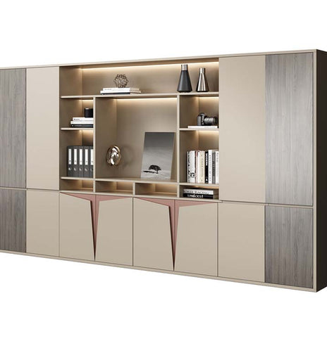 オフィスキャビネット　整理棚　キャビネット　台輪付き　分類収納　メラミン化粧板　インテリア性　高級感　おしゃれ　CWG-M-094