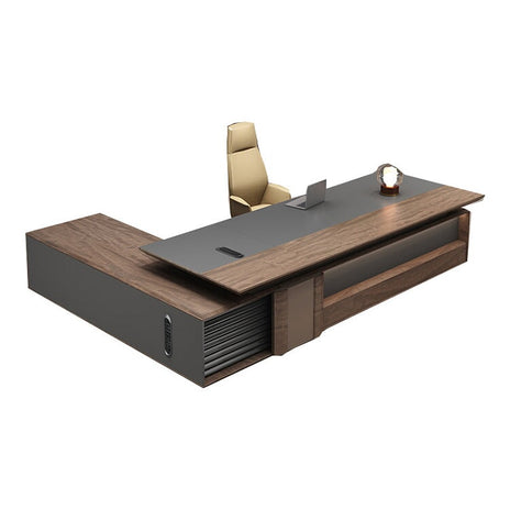 役員　用　テーブル　おしゃれ　エグゼクティブデスク　役員テーブル　オフィスデスク　サイドキャビネット　配線ボックス　指紋認証　ゆとり　高級感　ウォールナット　カスタマイズ可能　LBZ-M063