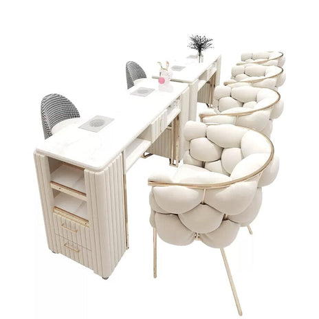 ネイルテーブル　ネイルデスク　デスク　業務用　応接用　焼結石天板　マーブル模様　フランネル生地　オシャレ　ライトグレー　JDZH-038 -  metamall