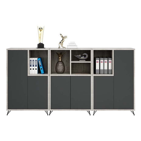 扉付きキャビネット　使い勝手　ファイリングキャビネット　オフィスキャビネット　オフィス整理棚　プッシュオープン扉　分類収納　フラット　シンプル　グレー　CWG-M-100