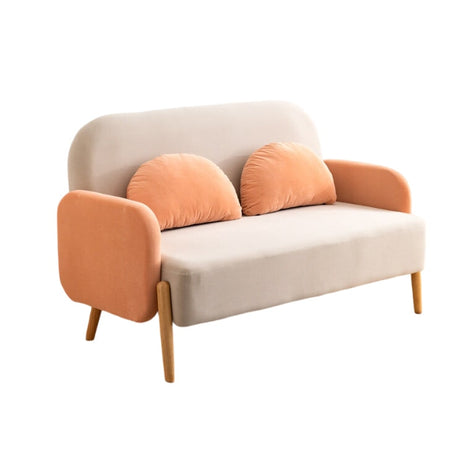 リビングソファ　ソファ　コンパクト　フリース生地　ポリエステル生地 　高密度ウレタンフォーム　天然木の脚　ピンク　metamall