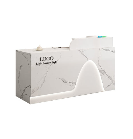 受付カウンター　店舗用 レジカウンター　エントランス受付　LED　配線孔　メラミン化粧板　おしゃれ　上品　スタイリッシュ　カスタマイズ可能　JDT-M084