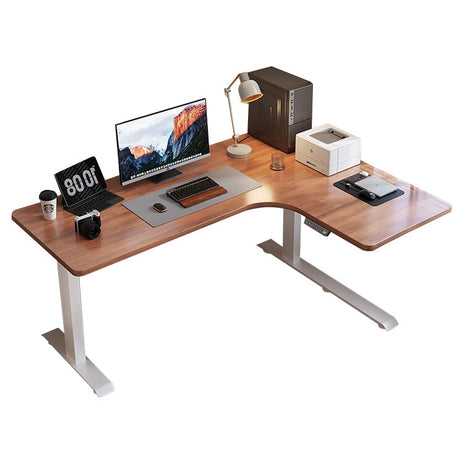 昇降 式 テーブル　デスク　昇降デスク　パソコンデスク　作業用　電動　Ｌ字型　ゆとり　エコ板材　操作簡単　メモリ　セーフティー機能　静音　角丸加工　配線穴　アジャスター　実用　便利　SJZ-M005