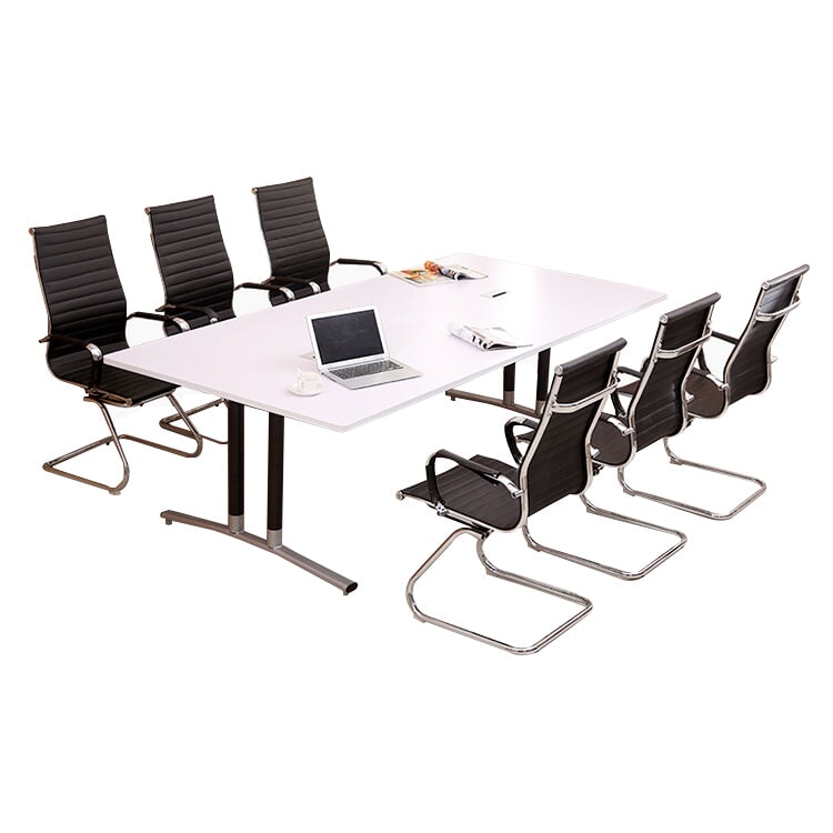 会議テーブル　ミーティングテーブル　シンプルモダン　Ｒ加工　多人数対応　配線孔　スチールフレーム　アジャスター　メラミン化粧板　ブラック　カスタマイズ可能　HYZ-M039　