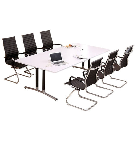 会議テーブル　ミーティングテーブル　長方形テーブル 高級　シンプルモダン　Ｒ加工　多人数対応　配線孔　スチールフレーム　アジャスター　メラミン化粧板　ブラック　カスタマイズ可能　HYZ-M039　metamall