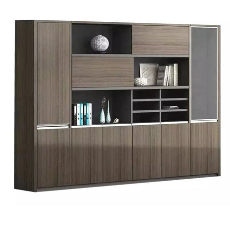 社長室用キャビネット　書類整理棚　オフィスキャビネット　キャビネット　社長室　分類収納　インテリア性　シンプル　ブラウン　カスタマイズ可能　CWG-M-104