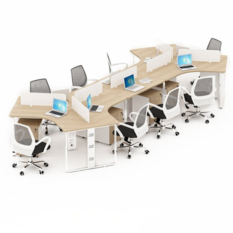 オフィスデスク 大型デスク オシャレ　シンプルモダン　ナチュラルテイスト　多人数対応　スチール脚　ロの字脚　サイドワゴン　キャスター付き　デスクトップパネル　R加工　ナチュラル　カスタマイズ可能　BGZ-M047