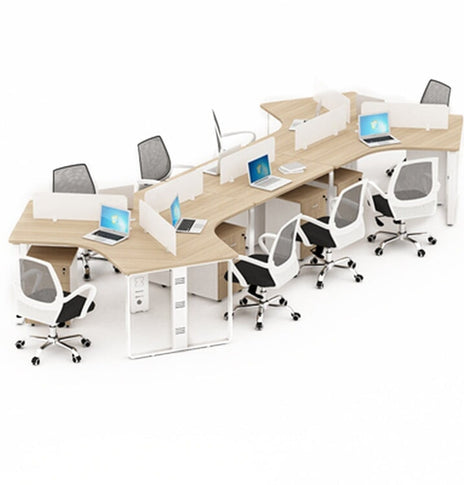 オフィスデスク 大型デスク オシャレ　シンプルモダン　ナチュラルテイスト　多人数対応　スチール脚　ロの字脚　サイドワゴン　キャスター付き　デスクトップパネル　R加工　ナチュラル　カスタマイズ可能　BGZ-M047