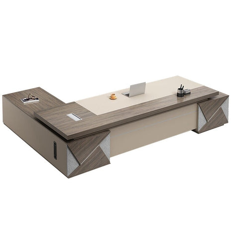 社長机　高級　エグゼクティブデスク　プレジデントデスク　メラミン化粧板　バイカラーデザイン　木目調　サイドキャビネット　ダイヤル錠　PC用通気口　カスタマイズ可能　LBZ-M004　metamall