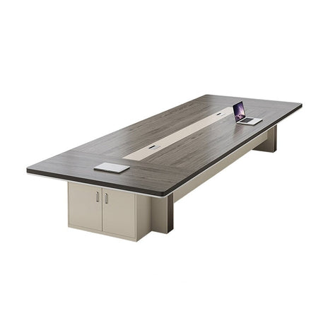 会議 デスク高級　ワークデスク　オフィスデスク　高耐荷重　収納付き　配線ボックス　おしゃれ　カーキ　カスタマイズ可能　HYZ-M061