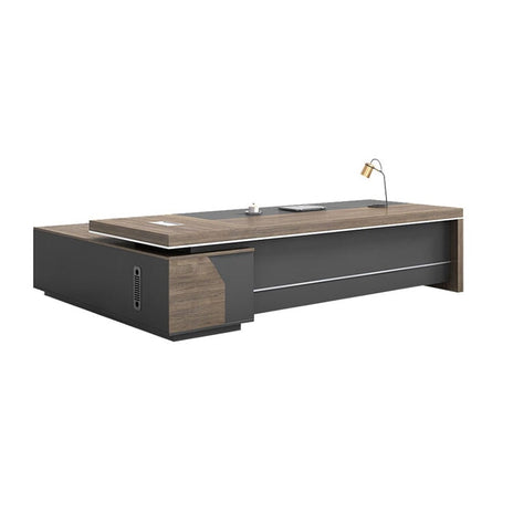 役員用デスク　おしゃれ　エグゼクティブデスク　社長机　オフィスデスク　サイドキャビネット　配線ボックス　ウォールナット　カスタマイズ可能　LBZ-M042