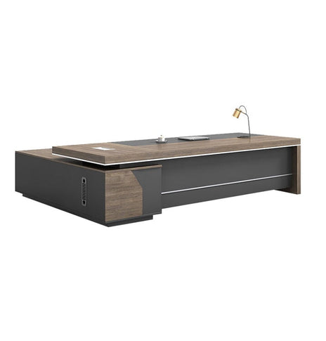 役員用デスク　おしゃれ　エグゼクティブデスク　社長机　オフィスデスク　サイドキャビネット　配線ボックス　ウォールナット　カスタマイズ可能　LBZ-M042