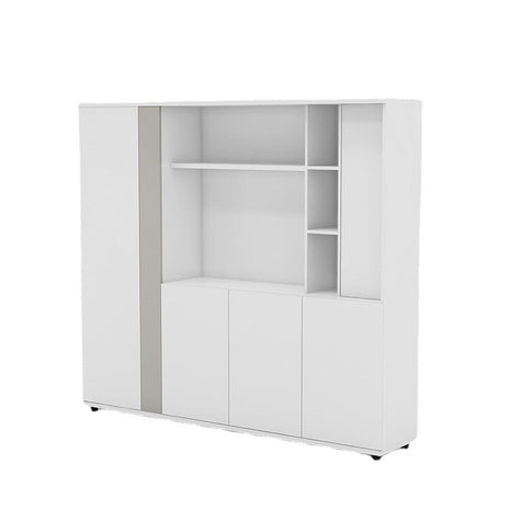 キャビネット　ワードローブ付き　オフィスキャビネット　ファイリングキャビネット　木製書庫　書類整理棚　分類収納　メラミン化粧板　アジャスター　ホワイト　カスタマイズ可能　CWG-M027