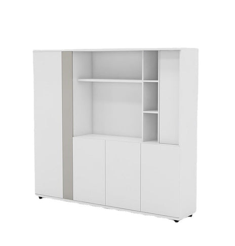 キャビネット　ワードローブ付き　オフィスキャビネット　ファイリングキャビネット　木製書庫　書類整理棚　分類収納　メラミン化粧板　アジャスター　ホワイト　カスタマイズ可能　CWG-M027