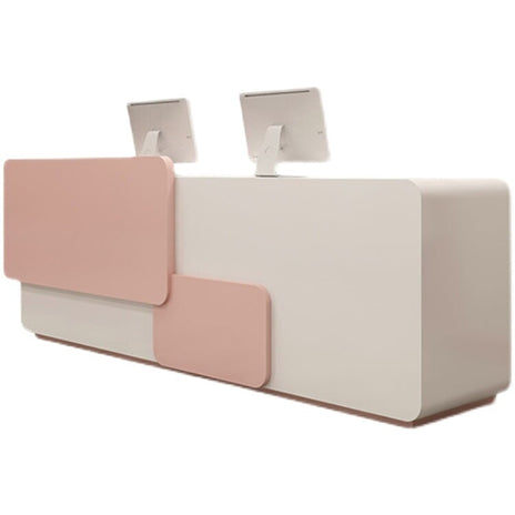 オフィスレジ台　受付台　丸みのあるフォルム　メラミン化粧板　分類収納　焼付塗装　ホワイト　カスタマイズ可能　JDT-M040　metamall