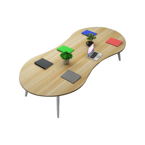 ミーティングテーブル　大型会議テーブル　オフィスデスク　丸い天板　スチール脚　ナチュラル　シンプル　カスタマイズ可能　在庫有り　HYZ-T004-07-kc