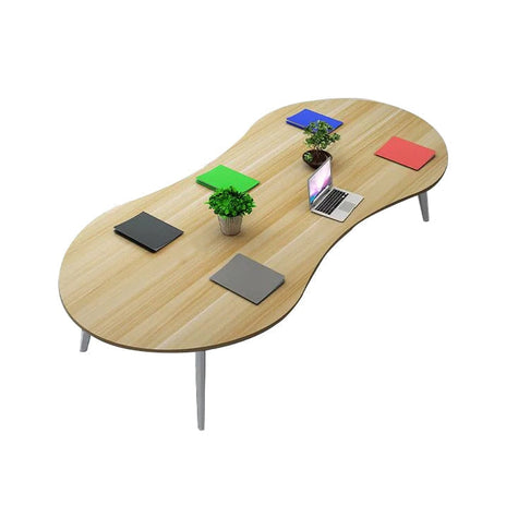 ミーティングテーブル　大型会議テーブル　オフィスデスク　丸い天板　スチール脚　ナチュラル　シンプル　カスタマイズ可能　在庫有り　HYZ-T004-07-kc