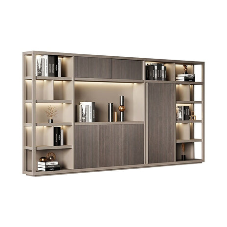 役員用キャビネット　オフィス収納　ファイリングキャビネット　オフィスキャビネット　書類整理棚　メラミン化粧板　無臭無害　高級感　分類収納　グレー　カスタマイズ可能　CWG-M023