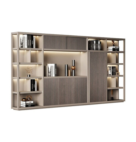 役員用キャビネット　オフィス収納　ファイリングキャビネット　オフィスキャビネット　書類整理棚　メラミン化粧板　無臭無害　高級感　分類収納　グレー　カスタマイズ可能　CWG-M023