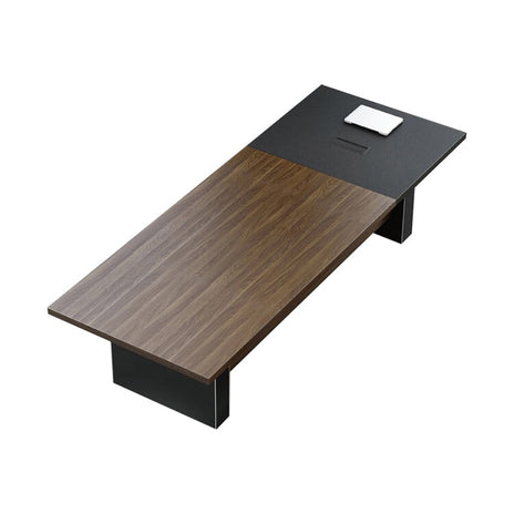 会議テーブル　ミーティングテーブル　ワークデスク　オフィスデスク　配線ボックス　ゆとり　高耐荷重　落ち着き　ウォールナット　HYZ-M047