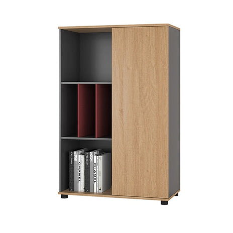 メラミン化粧板　扉付き収納　分類収納　オフィスキャビネット　ファイリングキャビネット　木製書庫　書類整理棚　ナチュラル　カスタマイズ可能　CWG-M024