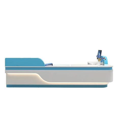 病院 受付カウンター　医療施設用什器　焼付ワニス塗装　キーボードトレイ付き　錠付き　LEDライト付き　シンプル　ホワイト　カスタマイズ可能　YLJDT-M-009