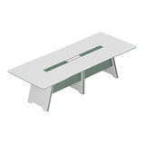 会議テーブル　ミーティングテーブル　ハの字構造　パネル脚　配線孔　エッジバンド　多人数対応　ホワイト　カスタマイズ可能　HYZ-M013　
