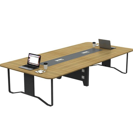 長机 会議用　ミーティングテーブル　スチールフレーム　焼付塗装　配線孔　コンセント取付可能　ホワイト　カスタマイズ可能　HYZ-M012