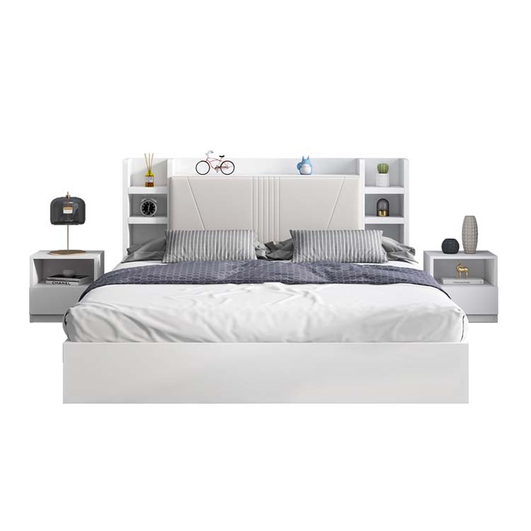 跳ね上げベッド　収納付きベッド　ベッド下収納　ダブルベッド　ベッド　二人用　自宅用　空間利用率が高い　シンプルモダン　ホワイト　グレー　カスタマイズ可能　BED-075