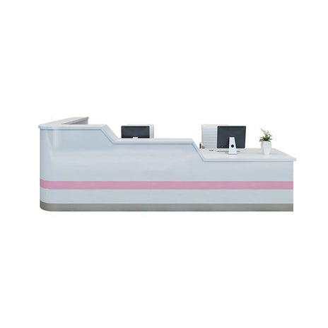 受付カウンター　クリニック受付台 病院　医療施設用什器　R仕上げ　収納スペース　シリンダー錠　シンプル　ホワイト　ピンク　カスタマイズ可能　metamall