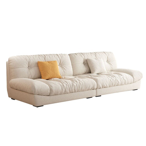 アームレスローソファー　カジュアル　フリース生地生地　ボア生地　高密度ウレタンフォーム　フェザークッション　天然木フレーム　ベージュ　カスタマイズ可能　BSF-M004