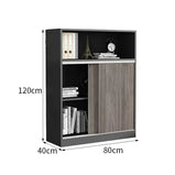 事務所用キャビネット　木製書庫　木製キャビネット　書庫　キャビネット　大容量収納スペース　スライドレール　エコ素材　シンプル　グレー　CWG-M-034
