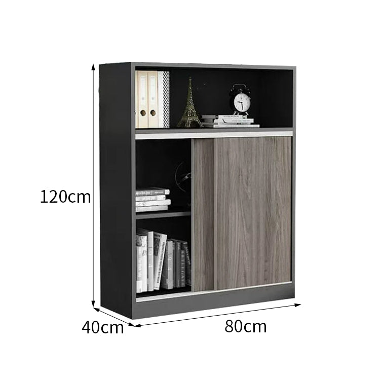 事務所用キャビネット　木製書庫　木製キャビネット　書庫　キャビネット　大容量収納スペース　スライドレール　エコ素材　シンプル　グレー　CWG-M-034