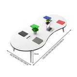 ミーティングテーブル　大型会議テーブル　オフィスデスク　丸い天板　スチール脚　ナチュラル　シンプル　カスタマイズ可能　HYZ-T004